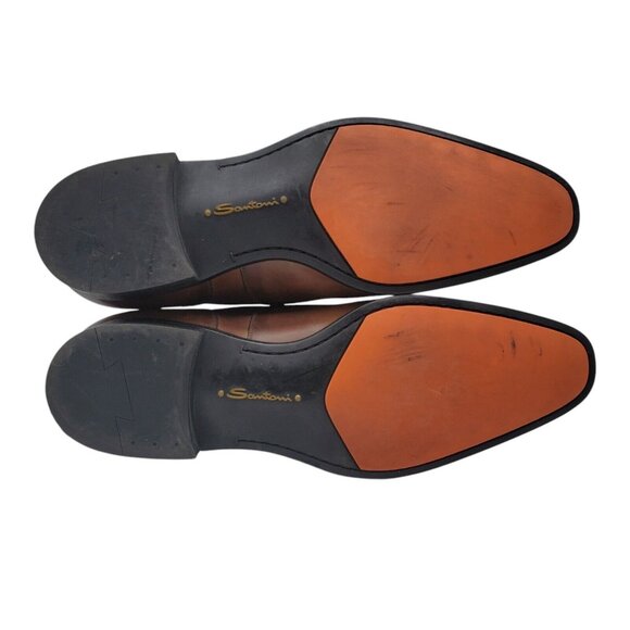 SANTONI Mens 'Salem' Brown Burnished Leather Cap Toe Oxfords Sz 11 D Italy $730 - Picture 7 of 14